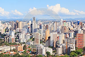 Panoramic view of city center, buildings, hotels, Curitiba, Para photo