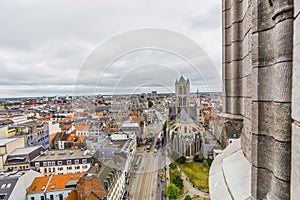 Panoramic view of the city of Ghent in Belgium