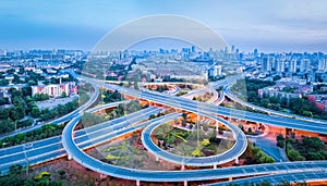 Panoramic view of city interchange road