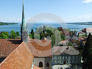 Panoramic view of the city of Konstanz, from the cathedral tower