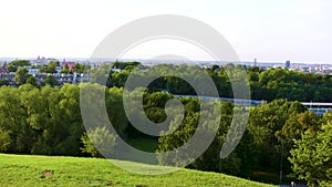 Panoramic view of the city landscape from the hill, Krakow