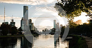 Panoramic view of the city of Melbourne from the Yarra River