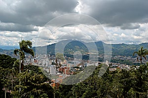 Panoramic view of the city of Pereira with the bridge to Dos quebradas photo