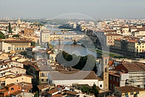 Panoramic view of the city. Ponte Vecchio.