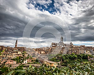 Panoramic view of the city of Sienna, Italy