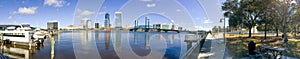 Panoramic view of city skyline with tourists, Jacksonville