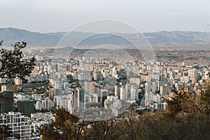Panoramic view of the city of Tbilisi at sunset