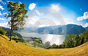 Panoramic view of the city of Zell am See, Austria