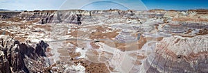 Panoramic view of the cliffs of Blue Mesa of Petrified Forest National Park, Arizona, USA