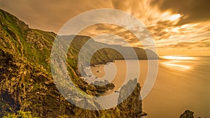 Panoramic view of cliffs near Cabo Ortegal in Galicia, Spain.