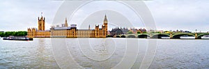 Panoramic view of cloudy sky over the city of London, UK. Westminster and Big Ben