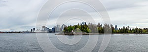 Panoramic View of Coal Harbour, Canada Place and Stanley Park.