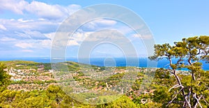 Panoramic view of the coast of Aegina Island