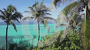 Panoramic view of the coast of Garrafon Park Isla Mujeres Mexico