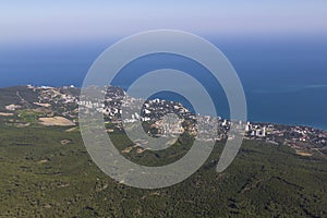 Panoramic view of coastal city