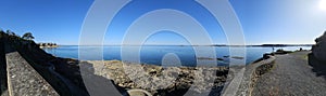 panoramic view of the coastal path of the town of Dinard and in front of Saint Malo, Ille et Vilaine, Brittany, France