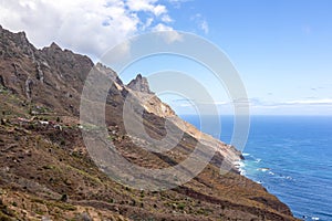 Panoramic view of the coastline of the Anaga mountain range on Tenerife, Canary Islands, Spain. View on Cabezo el Tablero crag photo