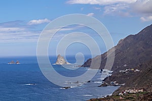 Panoramic view of the coastline of Anaga mountain range on Tenerife, Canary Islands, Spain, Europe. View on Atlantic shoreline photo