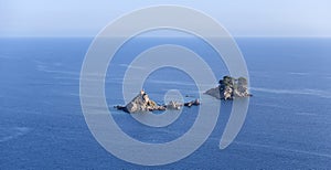 Panoramic view of the coastline and mountain landscape near Petrovac town