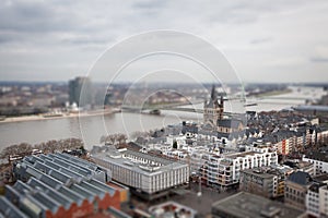 Panoramic View, Cologne, Germany. Tilt-shift miniature effect