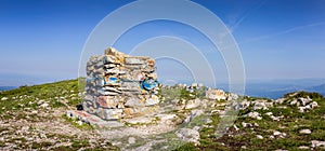 Panoramic view of colorful summit stone on hilltop called Trem