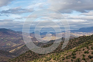 Panoramic view of colorful valley in Morocco The High Atlas mountain range, Africa