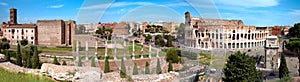 Panoramic view of Colosseo arc of Constantine and Venus temple R