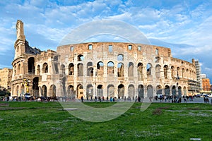 panoramic view of the Colosseum, Amphitheatrum Novum, Amphitheatrum Flavium, Rome, Italy, Europe