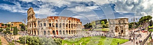 Panoramic view of the Colosseum and Arch of Constantine, Rome