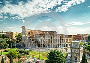 Panoramic view the Colosseum (Coliseum) in Rome