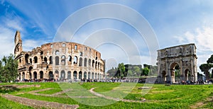 Panoramic view of Colosseum in Rome photo