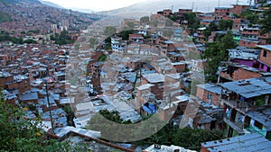 Panoramic view of `Comuna 13` Medellin Colombia