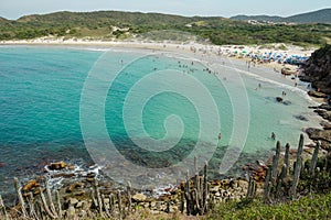 panoramic view of Conchas beach in Arraial do Cabo, Brazil, at summer day