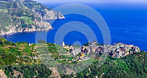 Panoramic View Of Corniglia Village,LIguria,Italy. photo