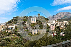 Panoramic view of a corsican mountain village.