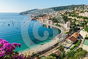 Panoramic view of Cote d 'Azur near the town of Villefranche-sur-