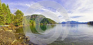 Panoramic view of Cowichan Lake, Vancouver Island