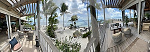 Panoramic view of cozy balconies in a tropical resort