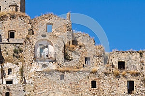 Panoramic view of Craco. Basilicata. Italy.