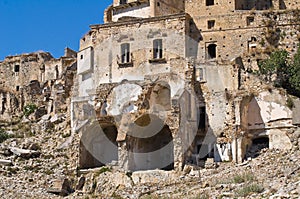Panoramic view of Craco. Basilicata. Italy.