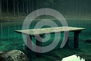 A panoramic view of Crestasee - Lake Cresta in June, situated in the municipalities of Flims and Trin in the Grisons photo