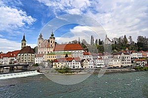 Panoramic view of the dam and the Steyr city