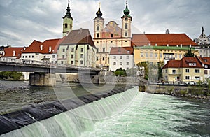 Panoramic view of the dam and the Steyr city