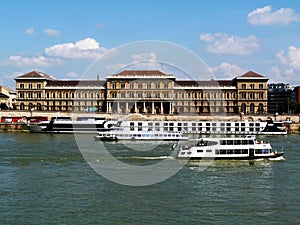 Panoramic view of the Danube and river bank in Budapest