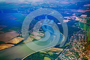 Panoramic view of the Danube river near Bratislava, Slovakia