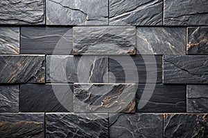 Panorama of Dark grey black slate background or texture. Black granite slabs background photo