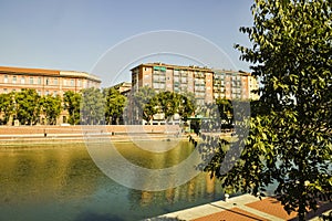 Panoramic view of the Darsena in the center of Milan