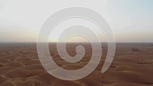 Panoramic view of the desert in Mauritania. Desert in Mauritania. Desert. View. 4k. 4k view. Bird`s eye view. Mauritania in 4k.