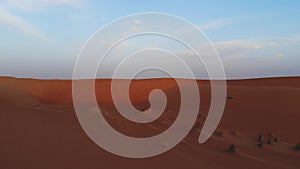 Panoramic view of the desert in Mauritania. Desert in Mauritania. Desert. View. 4k. 4k view. Bird`s eye view. Mauritania in 4k.