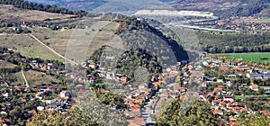 Panoramic view of Deva city, Romania.